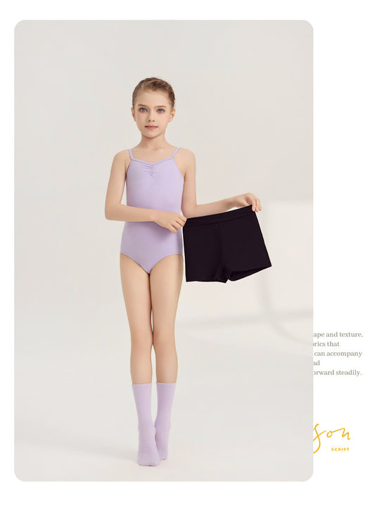 Kids Ballet Leotards with black cotton shorts  Detachable Dance Costume Performance Costume Knowkot Back