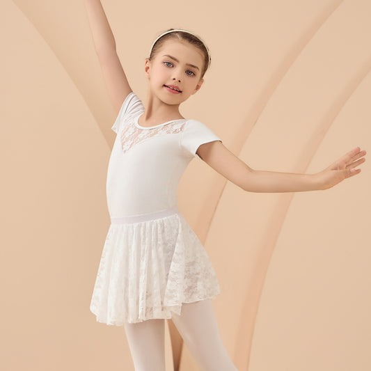Girl Ballet Leotards with Lace Skirt Detachable Tutu Dance Costume Princess Little Swan Artistic Skate wears