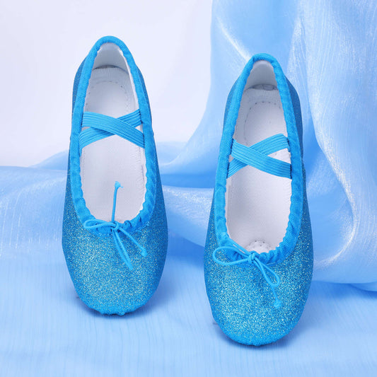 Blue crystal dancing shoes, girls' ballet shoes, Gritt professional performance shoes, anti-slip cat-clip shoes