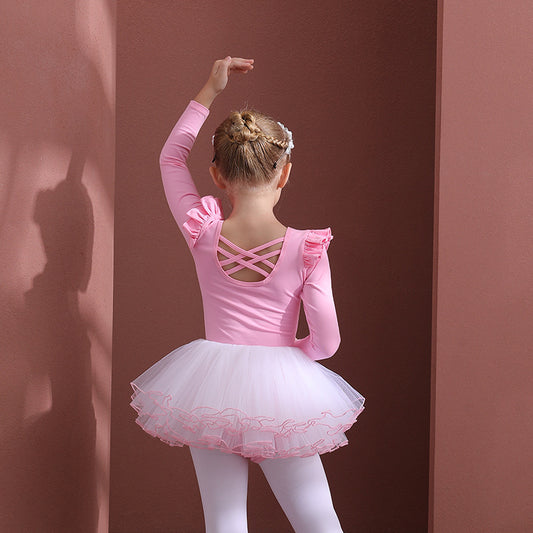Girls Dance tutu dress for Ballet pink Detachable  Flutter Sleeve children Tutu Dance Costume Performance Costume