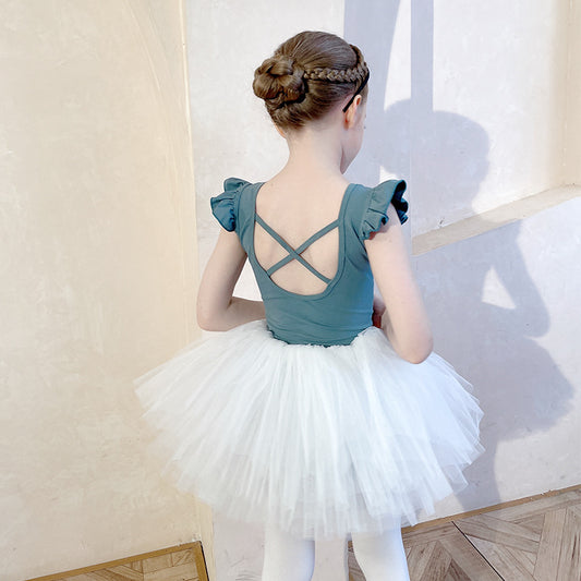 Separate children Ballet Princess dress cotton sleeveless Leotards with white tutu Skirt girls Ballerina Outfit