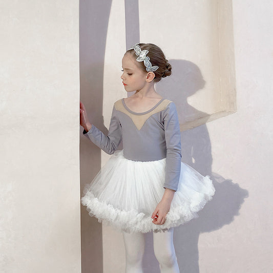 High quality children Ballet Leotards with white Skirt cotton Princess Little Swan Artistic Skate wears kids Performance Costume
