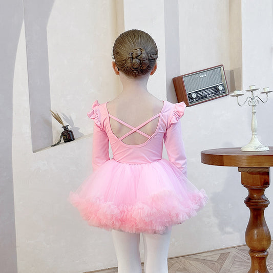 Ballet Leotards for Girl short/long sleveeTulle Dance Dancer Outfit Rhythmic Gymnastics Bodysuit Dress Skate