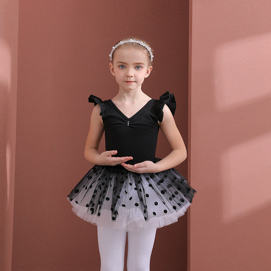 Crisscross Back black Girl Ballet Leotards with tutu Skirt kids Ballerina Outfit Princess Little Swan Artistic Skate wears