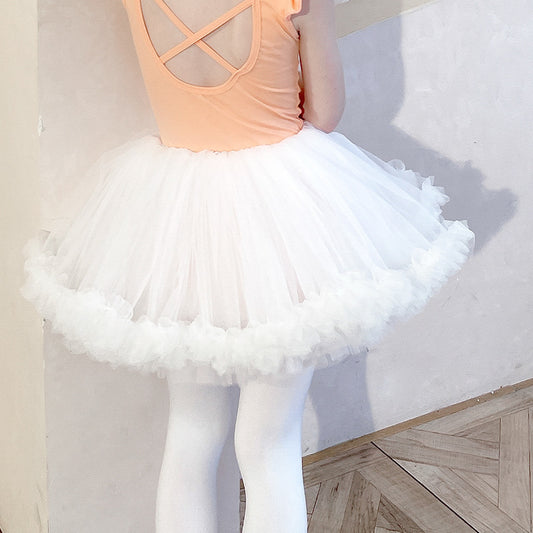 Children orange Ballet Leotards with tutu white Skirt  Girls Princess dress kids Ballerina Outfit Performance Costume