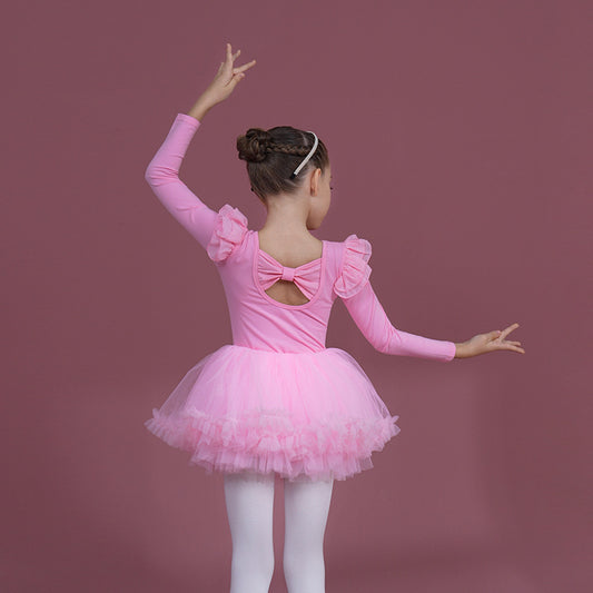 Detachable Tutu Dance Costume for girls Princess dress Little Swan Artistic Skate wears kids Flutter Sleeve Ballet Leotards