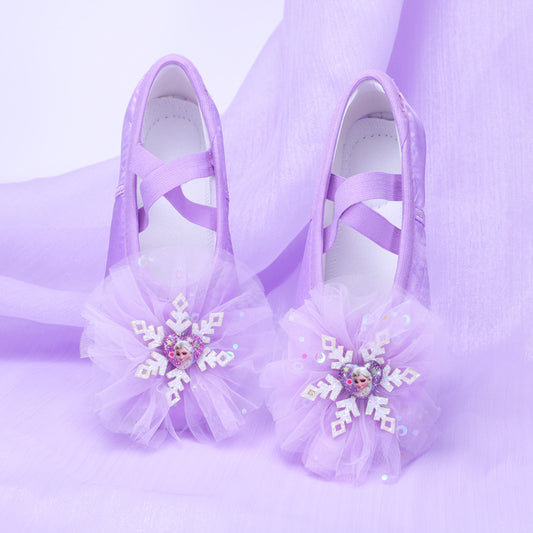 Children's dance shoes, Elsa Princess blue soft-soled practice shoes, girls' anti-slip cat-claw shoes, snowflake ballet shoes