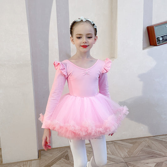 Ballet Leotards for Girl short/long sleveeTulle Dance Dancer Outfit Rhythmic Gymnastics Bodysuit Dress Skate