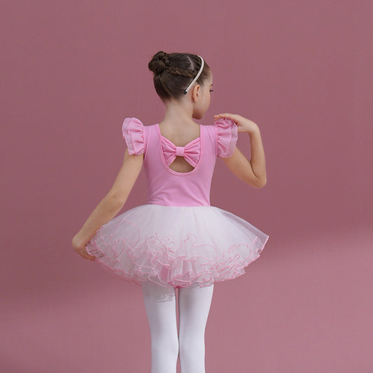Kids Dance Performance Clothing Detachable Girl Ballet Leotards with white Four layers of gauze Skirt  Ballerina Outfit