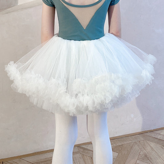 Kids dance Dress Tutu Girl Ballet Leotard Rhythmic Gymnastics Ballerina dress kids Dance Clothes Ruffle Short Sleeve