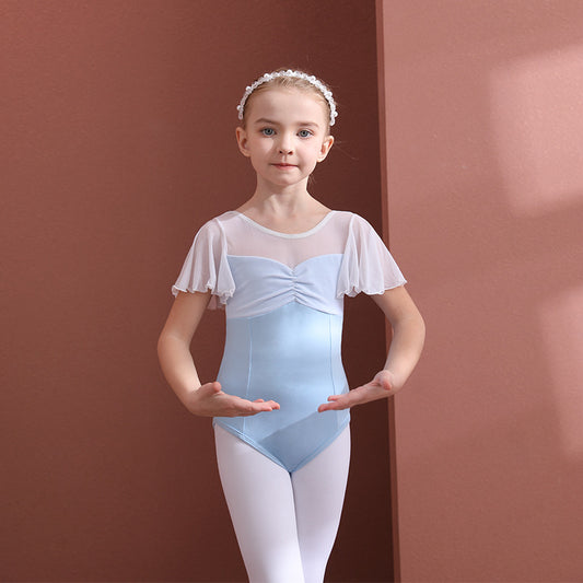 Flutter Sleeve Ballet Leotards Girl Ballet Training Jumpsuit  cotton dance Performance Costume Ballerina Outfit