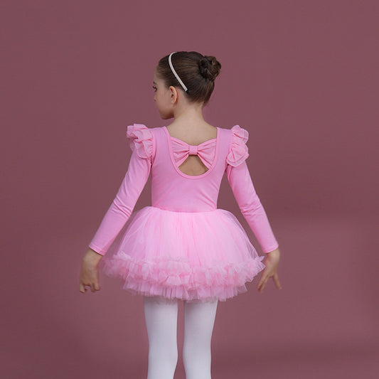 Detachable Tutu Dance Costume for girls Princess dress Little Swan Artistic Skate wears kids Flutter Sleeve Ballet Leotards