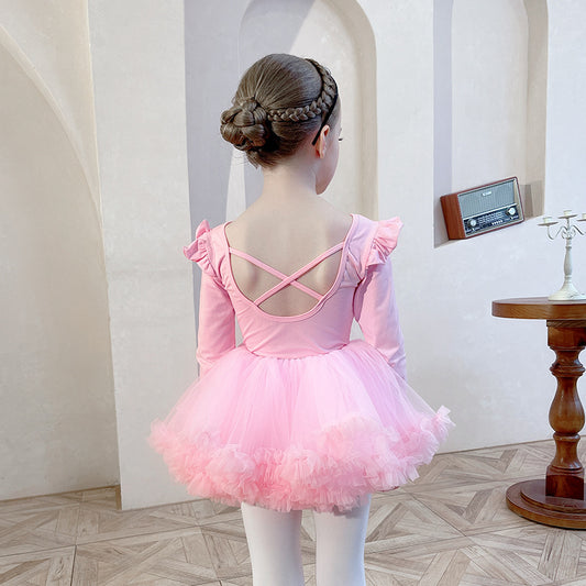 Ballet Leotards for Girl short/long sleveeTulle Dance Dancer Outfit Rhythmic Gymnastics Bodysuit Dress Skate