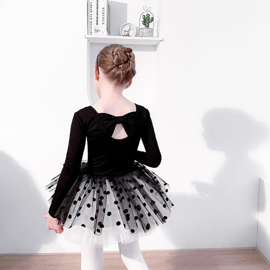 Black Swan Dress Tutu kids Ballet Leotard Rhythmic Gymnastics Ballerina dress Girls  Dance Clothes Ruffle Short/long Sleeve