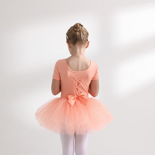 Long sleeve children Ballet Princess dress girl's Ballerina Outfit cotton orange Ballet Gauze Dress Dance Costume