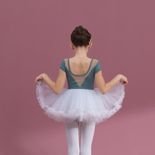 Detachable Tutu Dance Costume for kids Dark green cotton  Dance Performance ClothingBallerina Outfit dance Princess dress