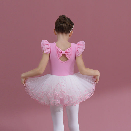 Kids Dance Performance Clothing Detachable Girl Ballet Leotards with white Four layers of gauze Skirt  Ballerina Outfit