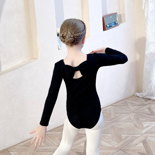 Long sleeve kids ballet dress Separate Ballet Leotards with white Gauze  Skirt Performance Costume Ballerina Outfit