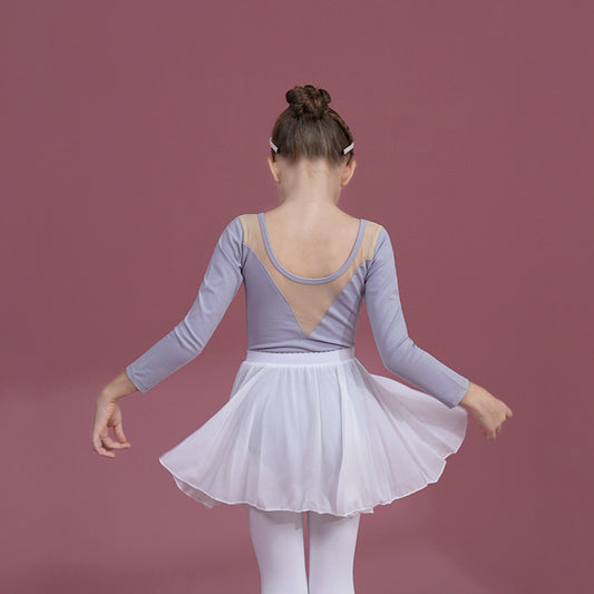 Long sleeve Ballet Leotards with  chiffon Skirt Detachable Girls Ballet Gauze Dress Little Swan Artistic Skate wears
