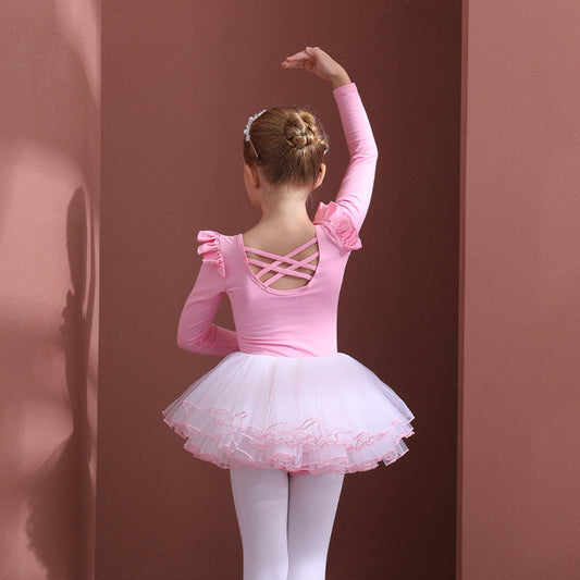 Girls Dance tutu dress for Ballet pink Detachable  Flutter Sleeve children Tutu Dance Costume Performance Costume