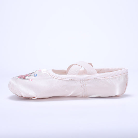Crown Embroidery Children's Ballet Shoes - Girls' Anti-Slip Dance Shoes with Soft Bottom and Cat Claw Design