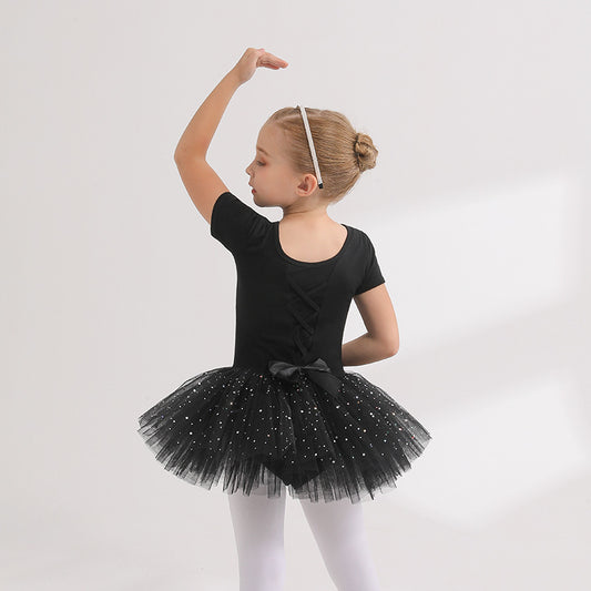 Orange kids ballet Princess dress girls  Ballerina Outfit cotton short/long sleeve dance Performance Costume