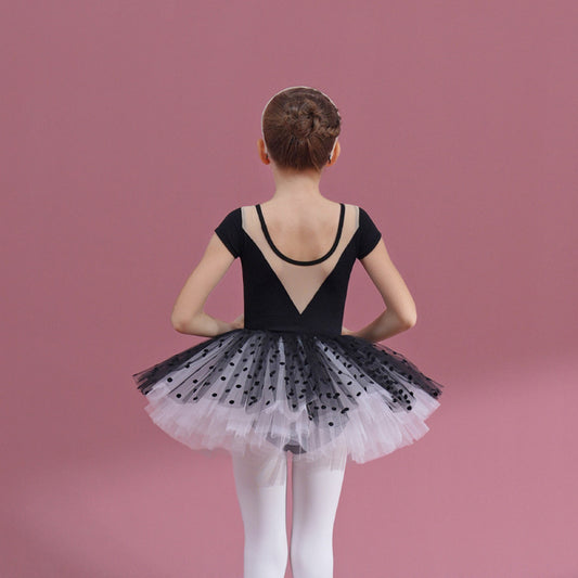 Black Dot Girl Ballet Leotards with Skirt kids  Ballerina Outfit Princess Little Swan Artistic Skate wears dance Princess dress