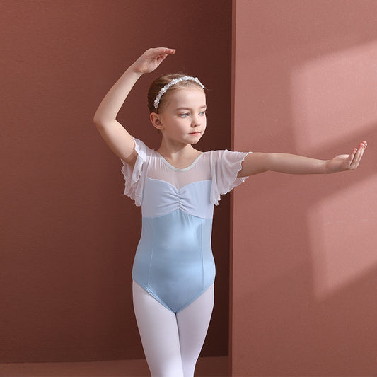 Flutter Sleeve Ballet Leotards Girl Ballet Training Jumpsuit  cotton dance Performance Costume Ballerina Outfit