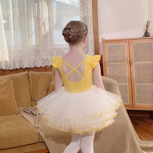 Girl Ballet Leotard Ruffle fly Sleeve Dance Gymnastics Skate Outfit Team Basic Top Bodysuit for Toddler for Kids