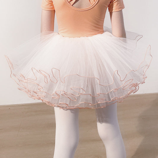 Orange children's dance princess dress Separate Detachable kids Ballet leotards with tutu skirt Dance Performance costume