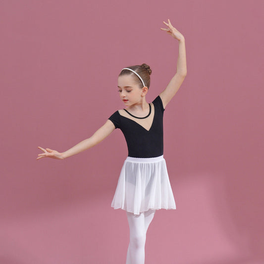 Girl cotton Ballet Leotards with Chiffon Skirt  kids Detachable Tutu Dance Costume Performance Costume Ballerina Outfit