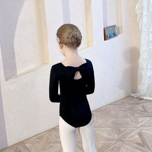 Knowkot Back  Ballerina Outfit for kids Ballet Leotards with Princess Skirt Detachable dance Costume long /short sleeve