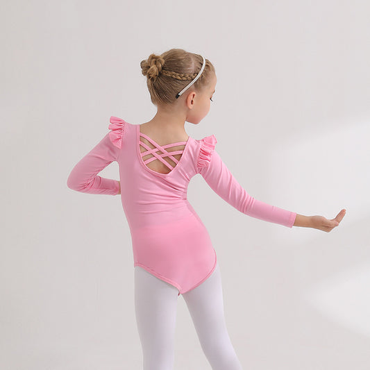 Crisscross Back children Ballet Leotards cotton short/long sleeve Detachable Tutu Dance Costume dance Jumpsuit Ballerina Outfit
