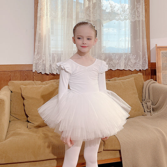 Girl Ballet Leotards with Gauze  Skirt white Princess Little Swan Artistic Skate kids Ballerina Outfit Dance Costume