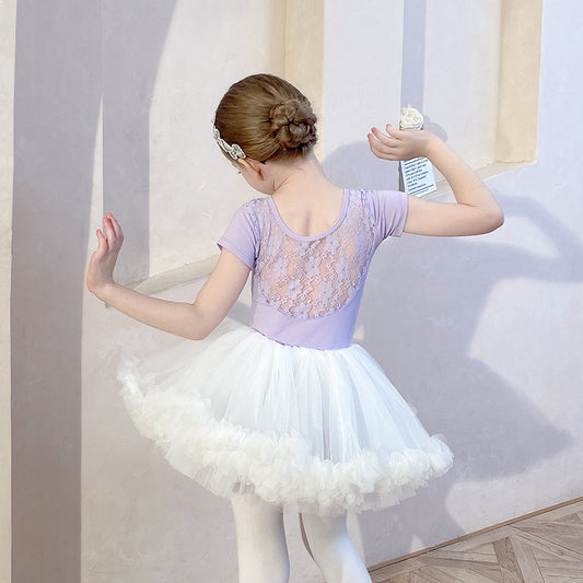 Girl Ballet Leotards with white Skirt Detachable lace back cotton children Tutu Dance Costume Ballerina Outfit