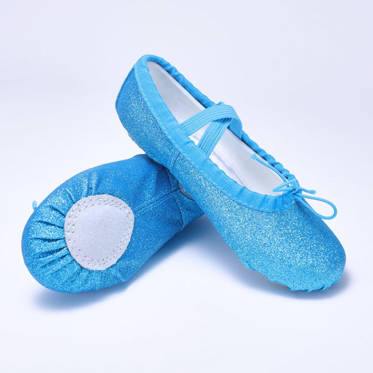 Blue crystal dancing shoes, girls' ballet shoes, Gritt professional performance shoes, anti-slip cat-clip shoes