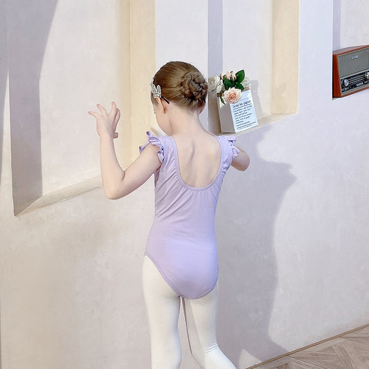 Flutter Sleeve Ballet Leotards Cotton for girls Crisscross Back Dance Performance Clothing Princess kids  Ballerina Outfit