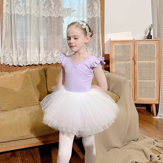 High-end Kids' Ballet Dress Detachable  Girl dance purple Leotards with white tutu Skirt Ballerina Outfit Performance Costume