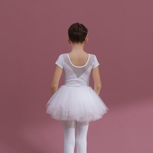White cotton kids Ballet Leotards Girl Dance Performance Clothing Dance Costume Ballerina Outfit Short/long sleeve
