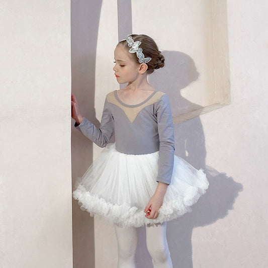 High quality children Ballet Leotards with white Skirt cotton Princess Little Swan Artistic Skate wears kids Performance Costume