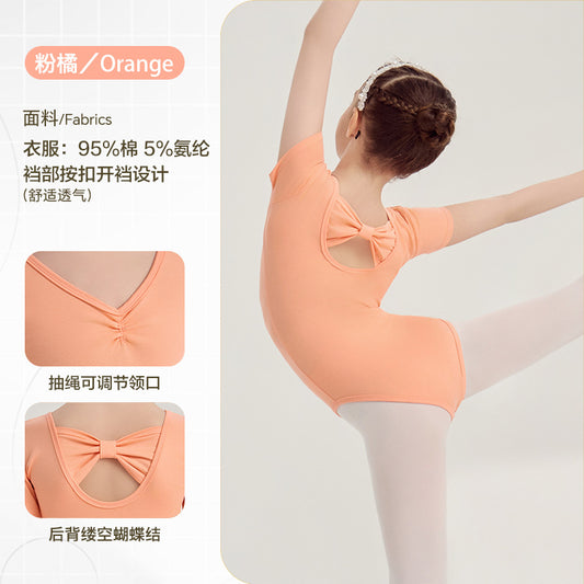 Orange kids cotton Ballet Leotards girls dance Performance Costume long/short sleeve Dance Training  Costume