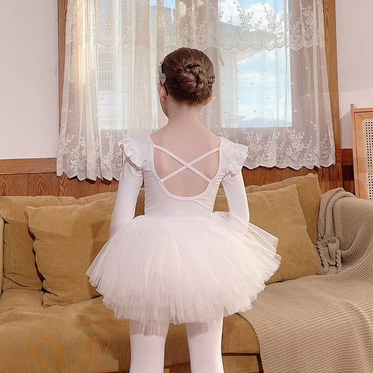 Girl Ballet Leotards with Gauze  Skirt white Princess Little Swan Artistic Skate kids Ballerina Outfit Dance Costume