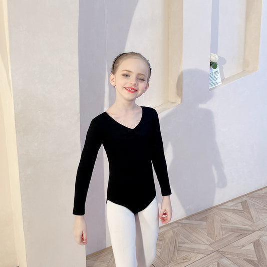 Ballet Leotards for kids Autumn and winter long sleeve cotton girls Jumpsuit Performance Costume  Dance Costume