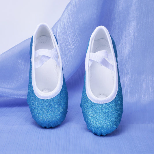 Blue ballet shoes, girls' dance shoes, tieless performance shoes, professional soft-soled anti-slip cat-heel shoes